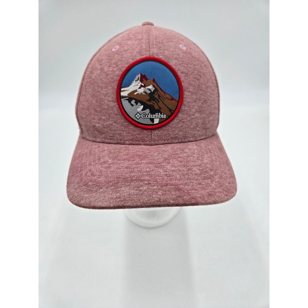 Columbia Mountain Patch Hat L/XL Maroon Heathered Jersey Knit Stretch Fit CU0053